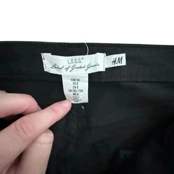 H&M Ladies Black Jean Pants Long Biker Regular Waist Skinny Size 8 Or Medium - Picture 8 of 14